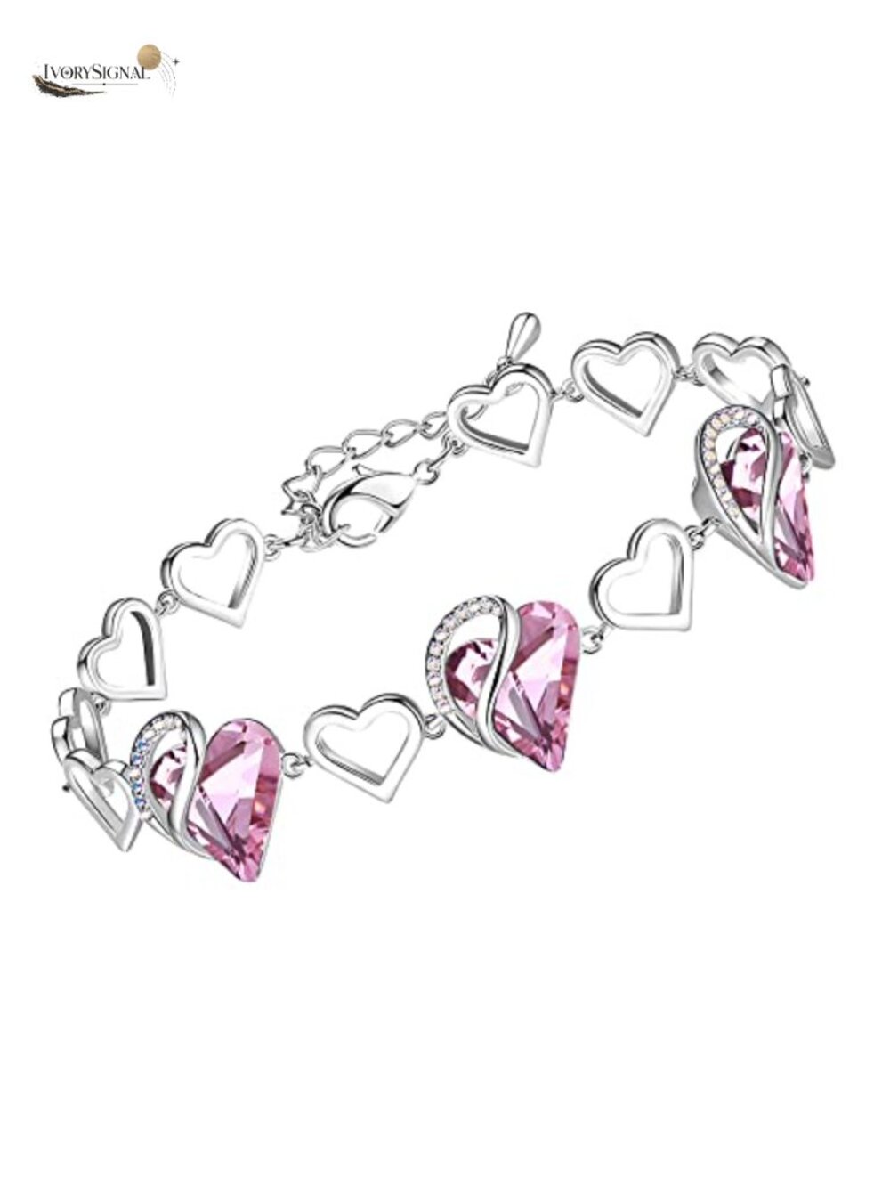 Leafael Birthstone Crystal Heart Bracelet for Women